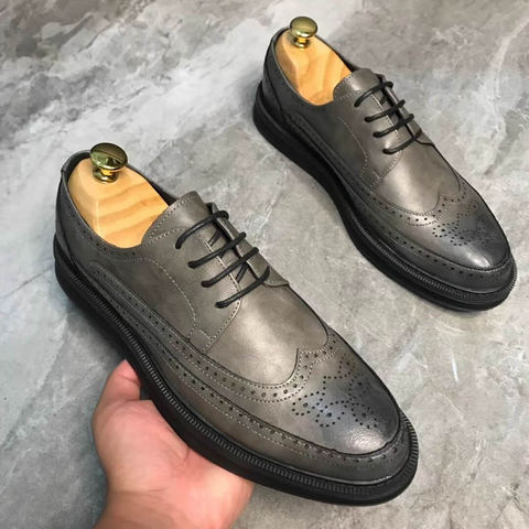 Zapatos Oxford a la moda, zapatos de cuero Brogue para hombre, zapatos de vestir formales para hombre, Calzado cómodo para oficina y fiesta ► Foto 1/6