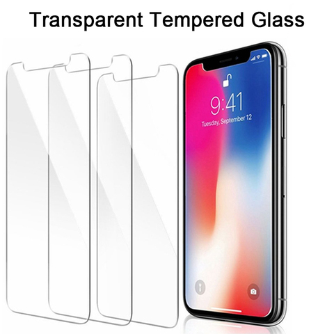 Protector de pantalla de vidrio templado 9H HD para iPhone, Protector de pantalla para iPhone 11 12 Pro X XR XS Max 5 5S SE 6 6S 7 8 Plus ► Foto 1/6