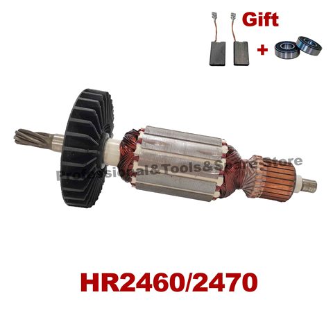 Ancla de Rotor con rodamiento libre y cepillo de carbono, reemplazo del estator para martillo rotativo MAKITA serie HR2460 HR2470, AC220V-240V ► Foto 1/6