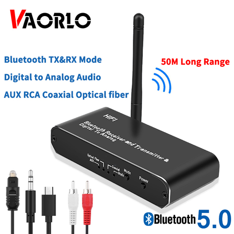 VAORLO DAC Digital a convertidor de Audio analógico de 3,5 MM AUX Coaxial de fibra óptica de Audio Bluetooth 5,0 transmisor receptor para PC TV ► Foto 1/6