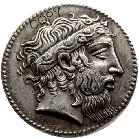 Moneda griega de la Antigüedad rara, copia de monedas chapadas en plata, Tetradrachm, G(09), 415 ► Foto 1/2