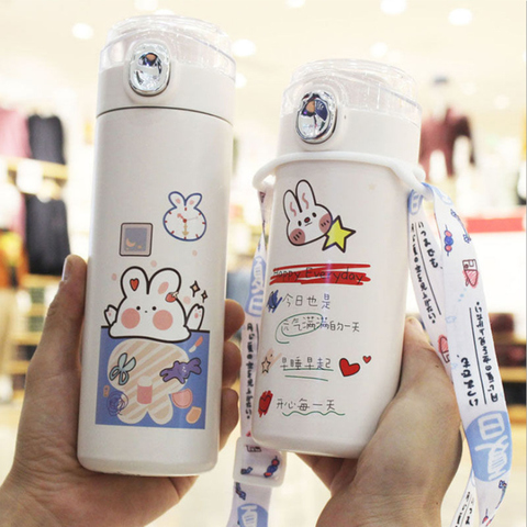 Termo de vacío con dibujos animados de animales, taza de vacío portátil de doble capa para viajes de invierno, taza de agua para oficina, pareja de estudiantes ► Foto 1/6