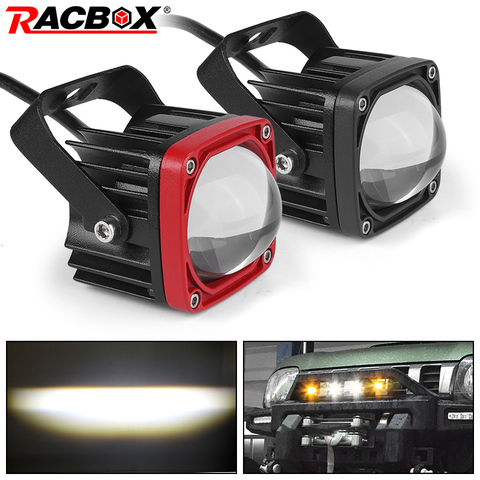 2 pulgadas de luz LED de conducción negro/rojo cuadrado 20W LED luz de trabajo LED Pods 6000K Blanco/3500K amarillo para vehículos todo terreno, coches y camiones SUV ATV barco ► Foto 1/6