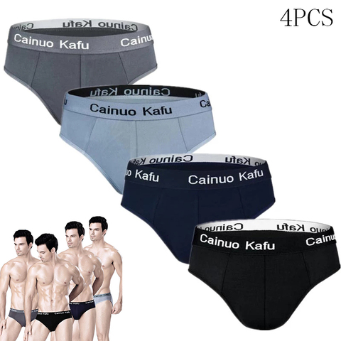 Calzoncillos slip de algodón para hombre, ropa interior de gran tamaño, L-5XL, elástica, braguitas cómodas, Sexy, 4 Uds. ► Foto 1/6