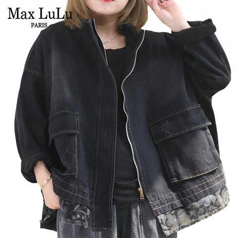 Max LuLu-Chaquetas vaqueras de diseñador para mujer, abrigos holgados con estampado Floral, ropa de calle Vintage para mujer 2022 ► Foto 1/6