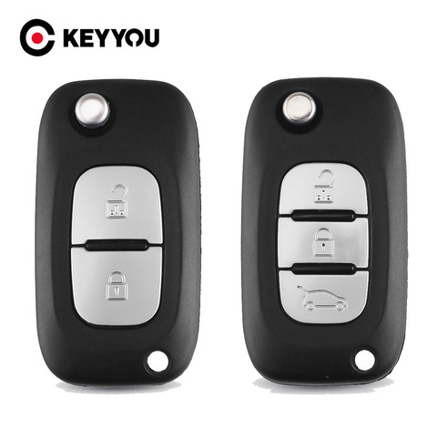 KEYYOU-funda plegable para llave de coche, carcasa con tapa de 2/3 botones para Renault Clio Megane Kangoo Modu Fob ► Foto 1/6