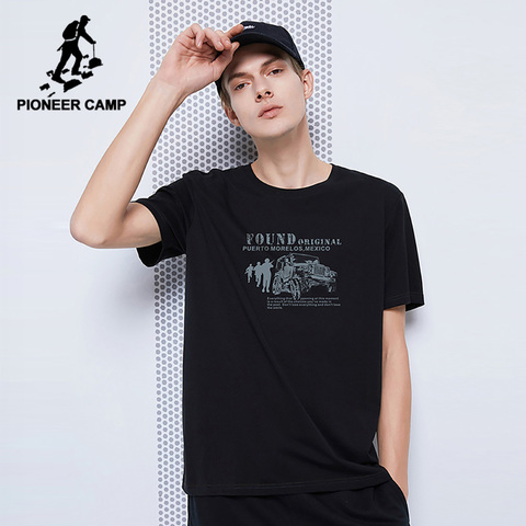 Camisetas de algodón de 100% para hombre, camiseta informal de gran tamaño, color negro, de campamento Pioneer, ADT0206102, 2022 ► Foto 1/6