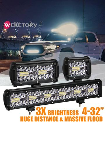 Barra de luz LED de trabajo para coche, Tractor, barco, todoterreno, 4x4, camión, SUV, ATV, conducción de 12V y 24V, 3 filas, 4 - 32 pulgadas ► Foto 1/6