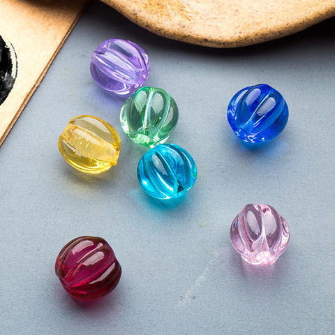 Uds ronda forma de calabaza 8mm 10mm 12mm cristal hecho a mano suelta perlas artesanales para fabricación de joyería DIY manualidades conclusiones ► Foto 1/5