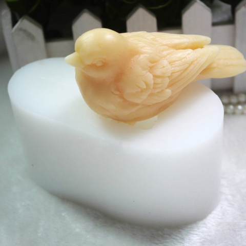 Moldes de silicona de 3D pájaro gorrión hecho a mano molde de jabón DIY molde de fandant pastel herramientas aroma moldes de piedra para decoraciones de la torta pastel de ► Foto 1/6