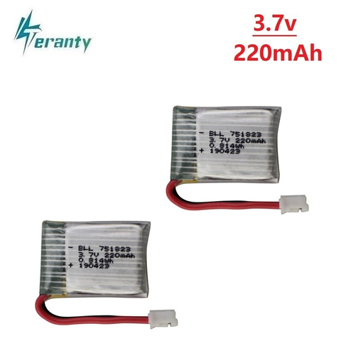 Batería Lipo de 3,7 V y 220mAh para Dron HS210, E010, NH010, T36, 751823, 3,7 v, recargable, piezas de repuesto de cuadricóptero ► Foto 1/6