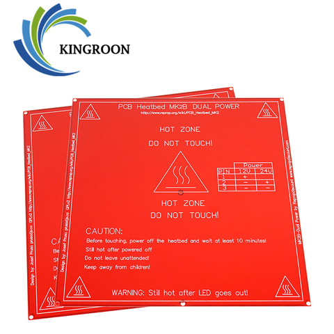 KINGROON actualizado MK2B climatizada cama PCB Heatbed Dual 12V 24V rojo MK2 B semillero 3D Piezas de impresora de calor de 214mm x 214mm Accesorios ► Foto 1/6