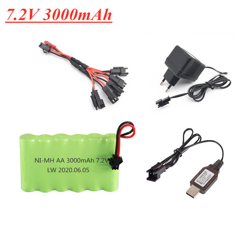 Batería NIMH de 7,2 V y 3000mAh con cargador para coches de juguete, barcos, pistolas, camiones, AA, 2800mAh, 7,2 v, paquete de batería recargable ► Foto 1/4