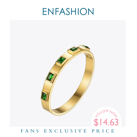 Enfashion-pulsera de acero inoxidable con Zirconia, brazalete de cristal, color dorado, para mujer, 172001 ► Foto 1/6