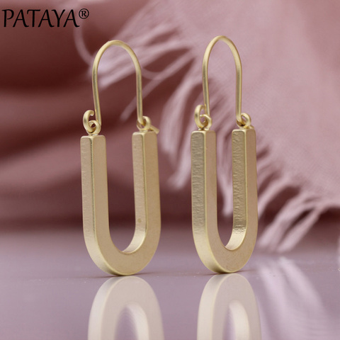 PATAYA-pendientes de tuerca únicos para mujer, aretes Punk con letras U, ovalados, lisos, para boda, fiesta diaria, hipérbola, joyería ► Foto 1/6