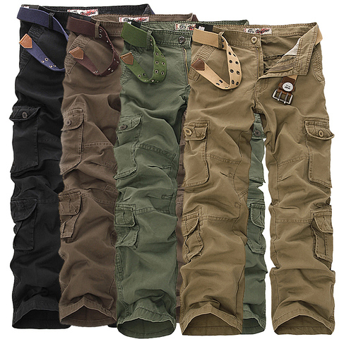 Pantalones tácticos militares para hombre monos lavados multibolsillos, pantalones cargo holgados para hombre, pantalones de algodón, talla grande 46, 2022 ► Foto 1/1