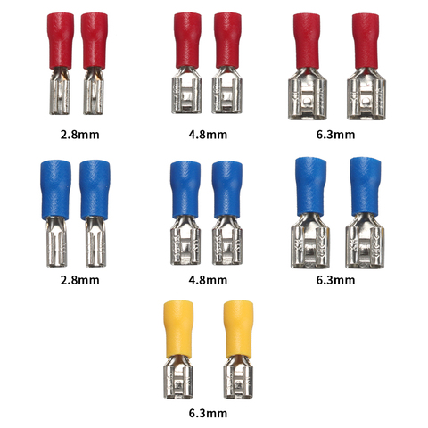 Conjunto de terminales de crimpado eléctrico, conector de cable de pala de sellado aislado, 2,8mm, 4,8mm, 6,3mm, 50 Uds. ► Foto 1/5