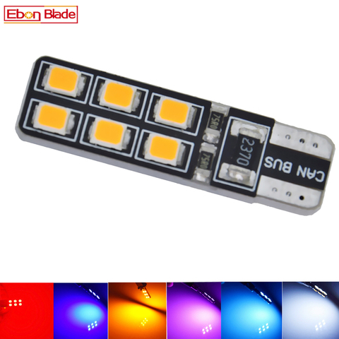 1 piezas Canbus Error gratuito T10 W5W bombilla LED estilo de coche luz Interior lado marcador de la lámpara ámbar blanco amarillo rojo Auto 194, 168 12 V ► Foto 1/6