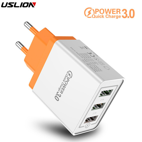 USLION Quick Charge 3,0 USB cargador de pared de viaje adaptador de carga rápida para iPhone 7 XS Samsung Xiaomi Tablets teléfono móvil tipo C ► Foto 1/6