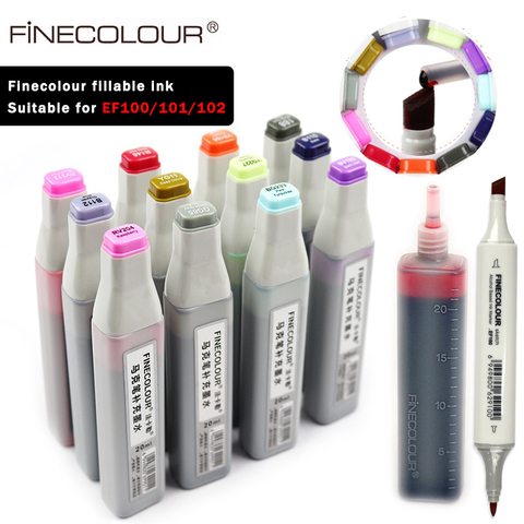 Finecolour-tinta para marcador de Alcohol oleoso EF900, 20ML EF100/101/102, reposición Universal, suplemento, rellenable, tinta líquida, 480 colores ► Foto 1/6