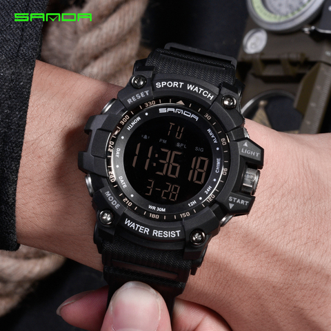 Sanda-reloj Digital deportivo para hombre, cronómetro con alarma militar, Masculino ► Foto 1/6