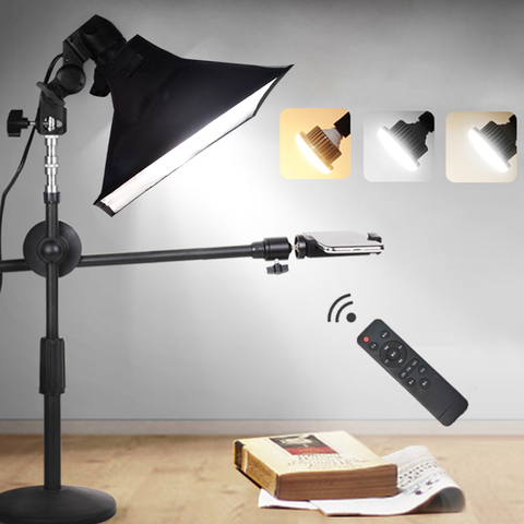 Soporte de disparo de teléfono para fotografía de escritorio + brazo de soporte + lámpara LED + Reflector del Softbox Kits de iluminación continua para vídeo fotográfico ► Foto 1/6