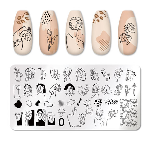 PICT YOU-placas de estampado de uñas, plantillas de diseño de línea de imágenes de personas, molde de diseño de imágenes ► Foto 1/6