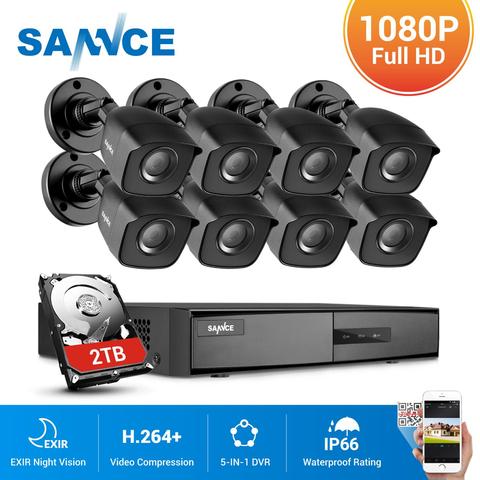 SANNCE 8CH 1080N DVR CCTV sistema 4/8 Uds 1080P 2.0MP cámaras de seguridad IR al aire libre IP66 kit de videovigilancia motion de detección ► Foto 1/6