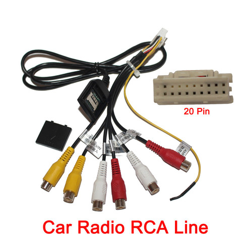 20 Pin macho auto Radio estéreo de salida RCA AUX arnés de cable de conector de cableado adaptador de cable de altavoz de graves para android Car radio RCA ► Foto 1/6