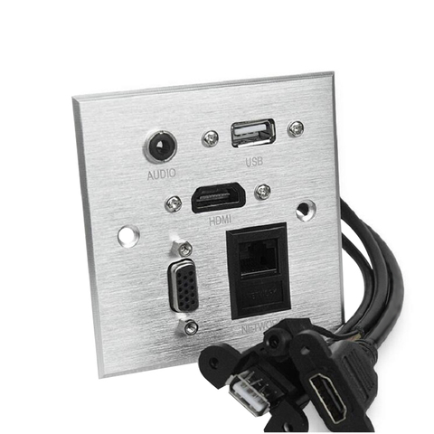 Cargador de panel USB de pared de aleación de aluminio sin soldadura, conector de AUDIO VGA modelo 86, toma multifuncional de información Multimedia ► Foto 1/6