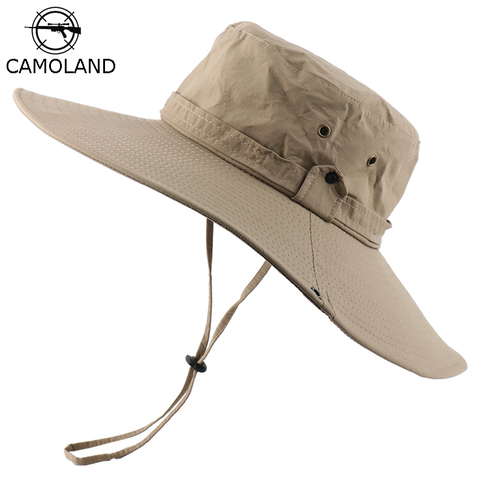 CAMOLAND-Sombrero de pescador impermeable UPF50 + para hombre y mujer, gorro de playa de Panamá de ala ancha, senderismo al aire libre, gorro Boonie de pesca ► Foto 1/6