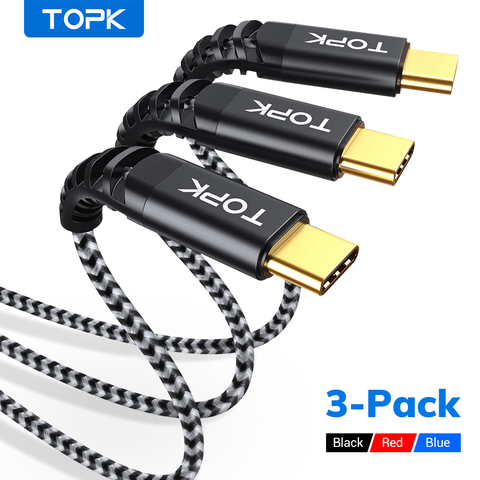 TOPK-Cable Micro USB tipo C de carga rápida, Cable de datos USB de 1M para teléfono móvil Xiaomi One plus, 3 paquetes ► Foto 1/6