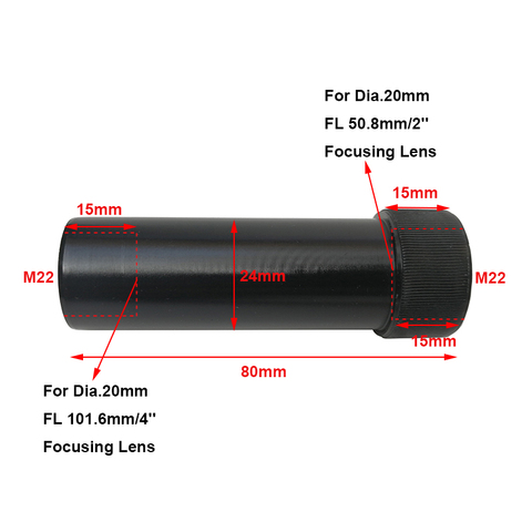 Tubo de lentes de cabeza láser CO2, diámetro de lente de boquilla de aire de 20mm, longitud Focal ajustable de 50,8mm y 101mm, máquina cortadora de grabado láser CO2, 1 ud. ► Foto 1/6