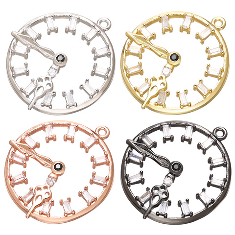 ZHUKOU 24x28mm reloj despertador colgante de cristal, pendientes, collar para DIY collar hecho a mano pendientes accesorios de joyería modelo: VD675 ► Foto 1/6