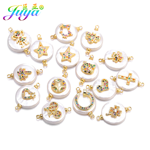 Juya conectores para hacer bricolaje suministros amuletos de circonia cúbica perlas conectores accesorios para mujeres pendientes pulsera haciendo ► Foto 1/6