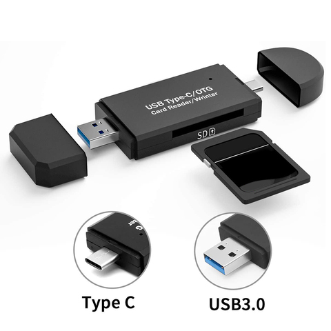 3 en 1 Tipo C para USB 2,0 de 3,0 OTG Micro lector de tarjetas TF SD de alta velocidad Flash tarjeta de memoria inteligente adaptador para portátil Android ► Foto 1/6