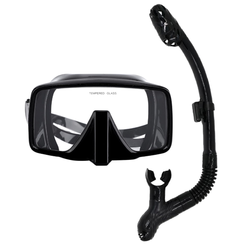 Conjunto de máscara de buceo, gafas de buceo de silicona, buceo, natación, tubo de respiración subacuática seca, accesorio de buceo ► Foto 1/6