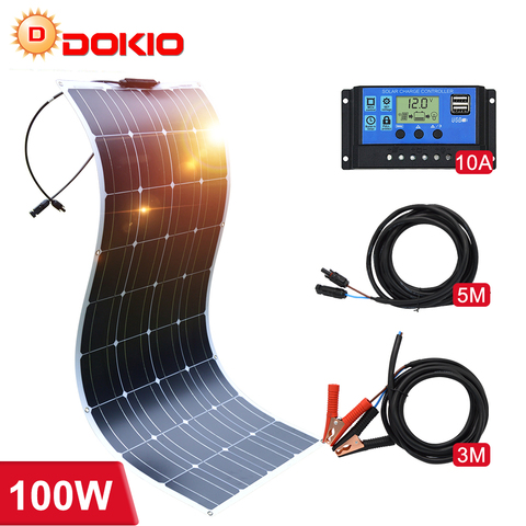 Dokio-Panel Solar Flexible de 12V, 100W y 200W, para coche/Barco/casa, batería Solar monocristalina de 18V, resistente al agua, China ► Foto 1/6