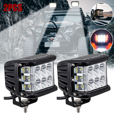 Conjunto de luces LED de trabajo antiniebla para coche, faros LED de 12V y 90 W de 4 