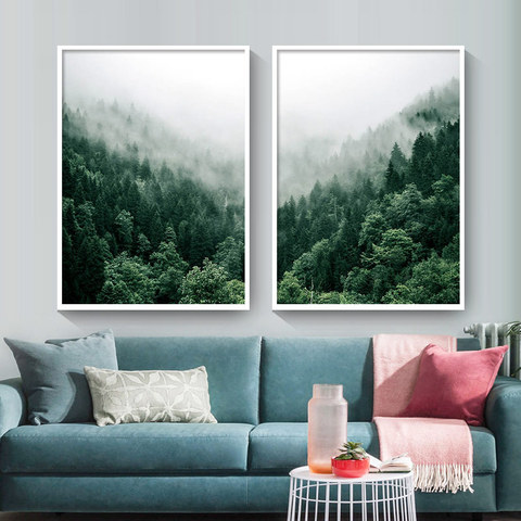 Bosque de niebla cuadro sobre lienzo para pared póster escandinavo y naturaleza impresión paisaje nórdico cuadro decorativo moderna Casa Decor ► Foto 1/6