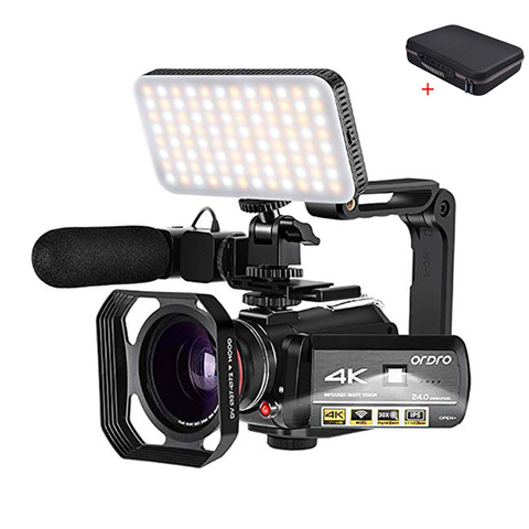 Videocámara 4K Full HD ORDRO AC3 WiFi visión nocturna 30X Zoom Digital Camara soporte LED lente de luz ► Foto 1/6