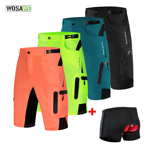 WOSAWE de verano de los hombres pantalones cortos de ciclismo bicicleta de montaña abajo pantalones cortos sueltos al aire libre ciclismo deportivo de carretera MTB bicicleta Shorts Pantalones ► Foto 1/6