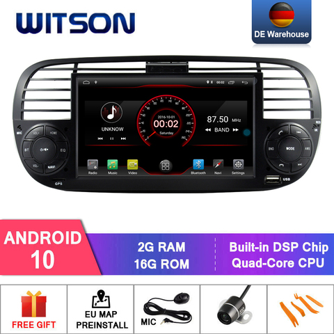 WITSON-Reproductor de radio y DVD para coche, dispositivo con Android 10, bluetooth, GPS, con chip DSP integrado y MirrorLink, para FIAT 500 ► Foto 1/6