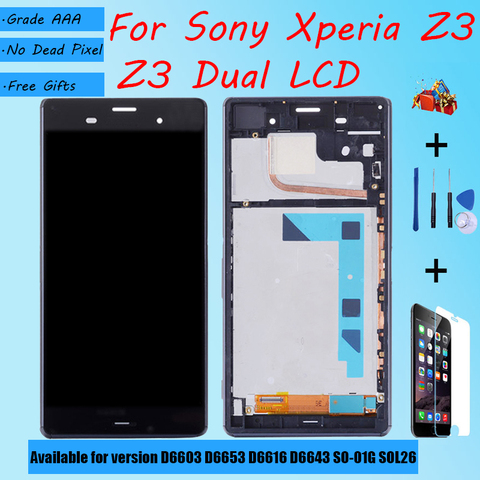 Montaje de pantalla LCD para Sony Xperia Z3 D6603 D6653 D6616 D6643 SO-01G D6633 D6683, cristal táctil con funda frontal, con piezas de reparación ► Foto 1/3