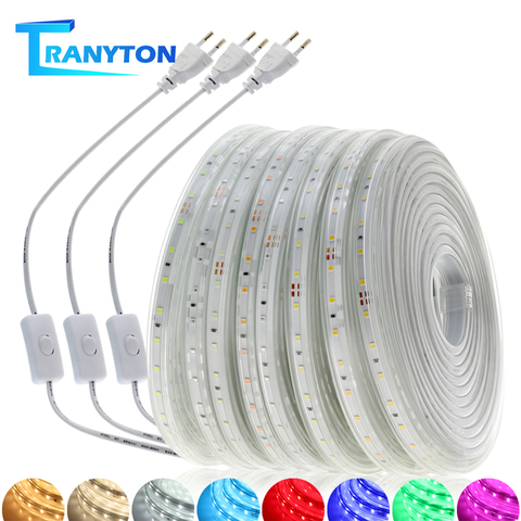 Tira de luz LED 2835 AC 220V IP67 luces multicolores impermeables de alto brillo 60 LEDs/M tiras de LED flexibles 1-20m ► Foto 1/6