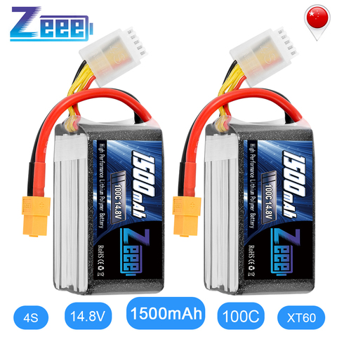 2 unidades Zeee 4S 14,8 V 1500mAh 100C Lipo batería con XT60 conector instrumentos Softcase Lipo batería para RC coche camión avión VANT FPV Drone ► Foto 1/6