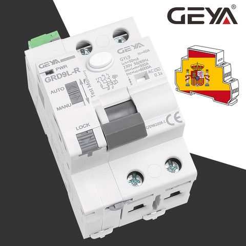 GEYA-disyuntor automático GRD9L-R RCCB, dispositivo de autopérdida 2P 40A 30mA100mA 300mA RCD, interruptor inteligente ► Foto 1/6