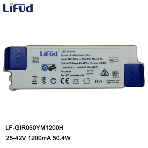 Lifud-controlador LED 50W 1200mA DC 25-42V AC220-240V, transformador de LF-GIR050YM1200H, Panel del conductor, fuente de alimentación para luminaria LED ► Foto 1/3