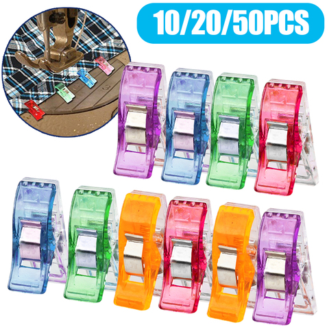 10/20/50 Uds Clips para costura de plástico abrazaderas acolchado Elaboración de ganchillo de seguridad Clips surtidos colores vinculante Clips de papel ► Foto 1/6