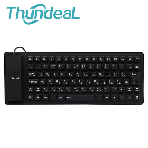 Teclado silencioso Flexible de silicona con interfaz USB de 85 teclas con diseño del teclado ruso para ordenador portátil con cable Silicona  Negro ► Foto 1/6